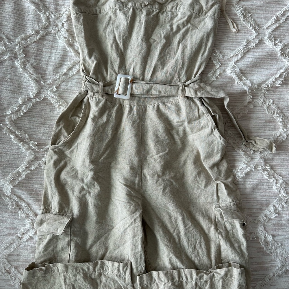 Stylish Tan Jumpsuit with Belt